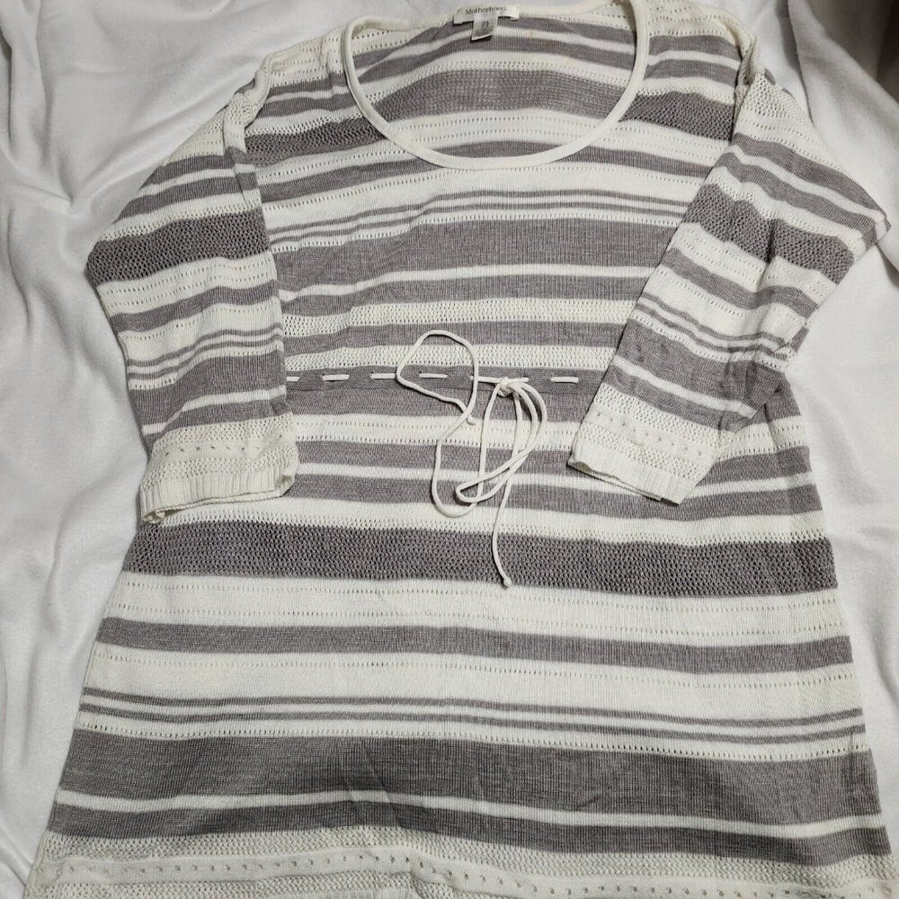 Motherhood Maternity Womens Size LG Lightweight Sweater Gray/white READ‎